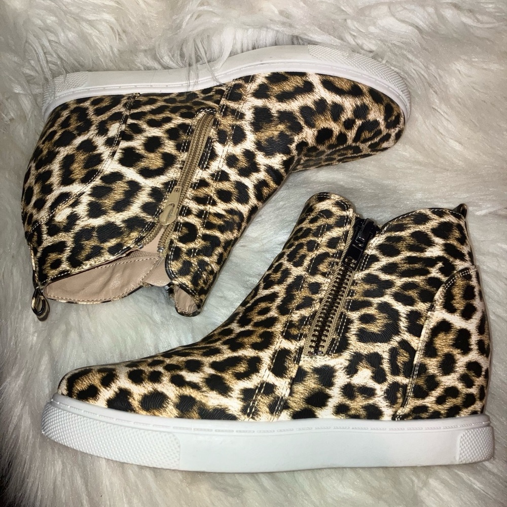 Cheetah High Top Sneaker with Inside Wedge - Picture 6 of 6